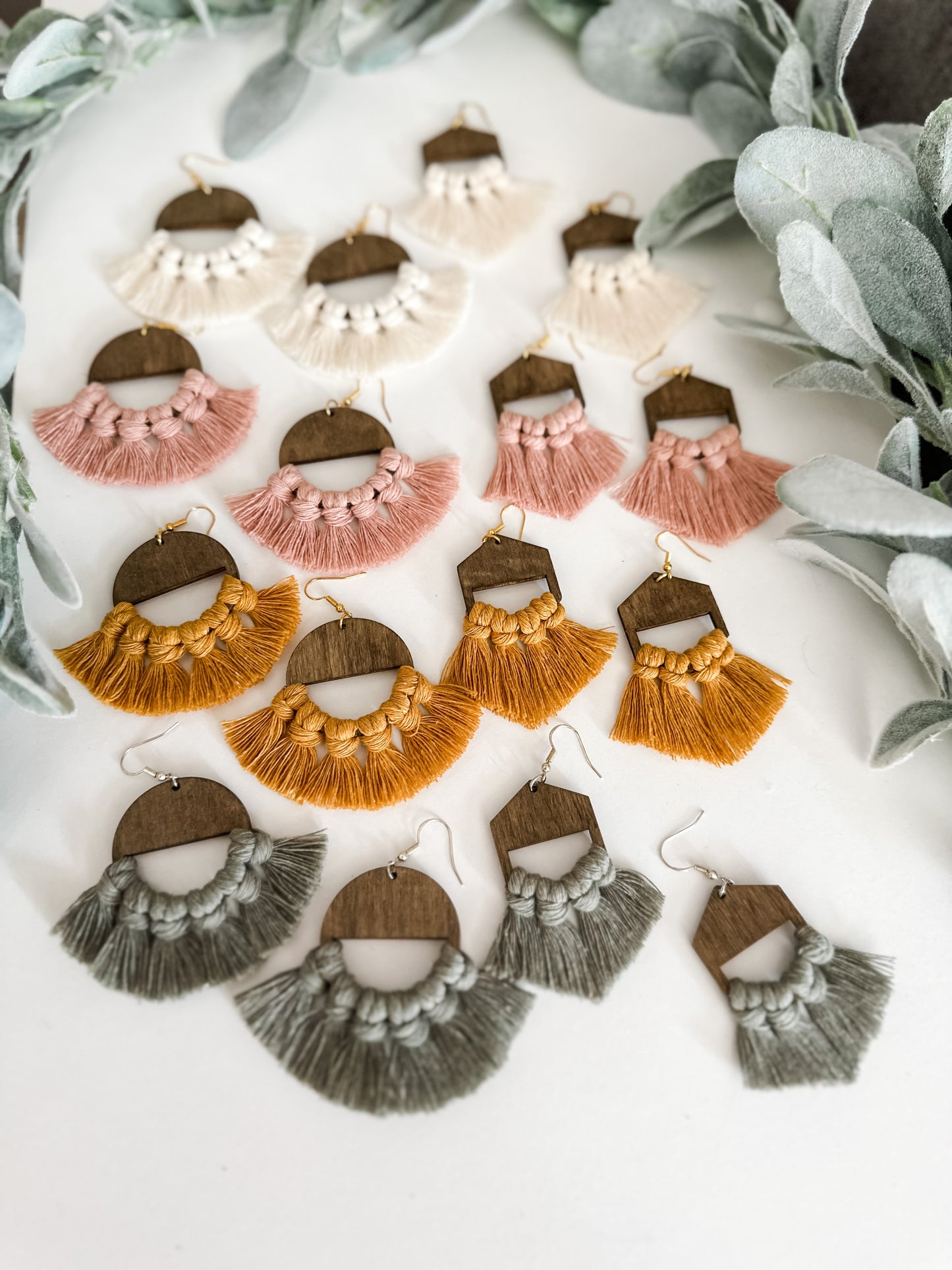 Wooden Fringe Earrings