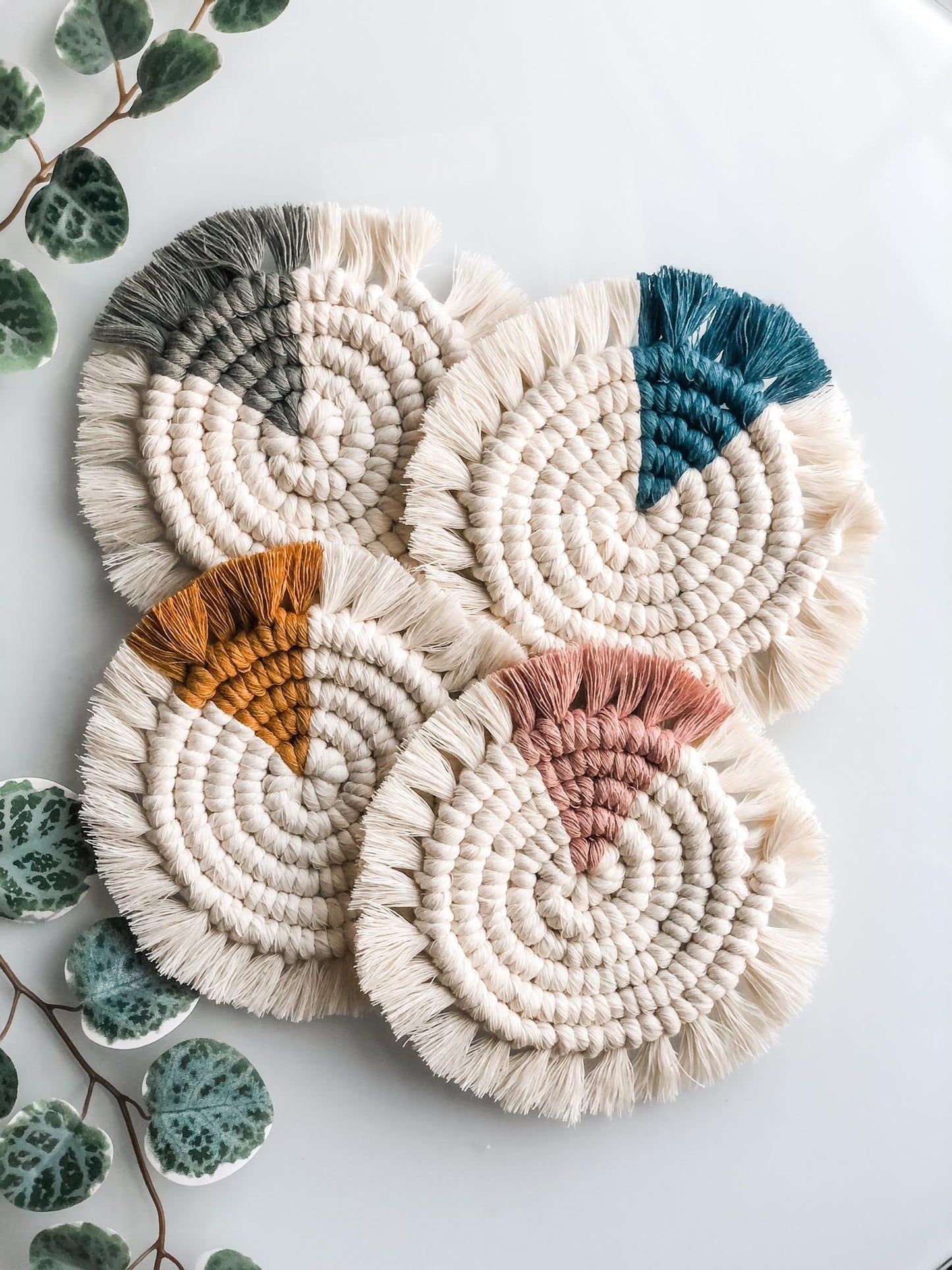 Macrame round coasters
